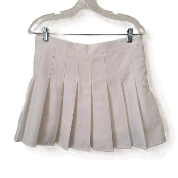 Women Short Mini Skirt Pleated White Color Only Measurements Preowned - Picture 1 of 8